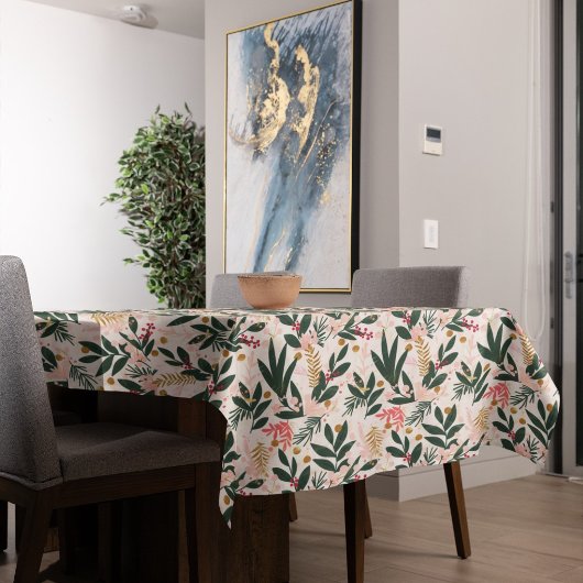 お洒落クリスマス植物学ピンクと緑 テーブルクロス
