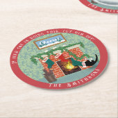 お洒落クリスマス猫とストッキングのシーン ラウンドペーパーコースター (アングル)