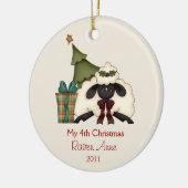 お洒落クリスマス羊の子どもの写真 | セラミックオーナメント (左)