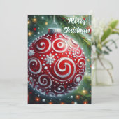 お洒落クリスマス装飾赤い白い渦巻き シーズンカード (スタンド正面)