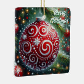 お洒落クリスマス装飾赤い白い渦巻き セラミックオーナメント (右)