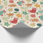 お洒落クリスマス要素ホリデーギフト ラッピングペーパー (角)