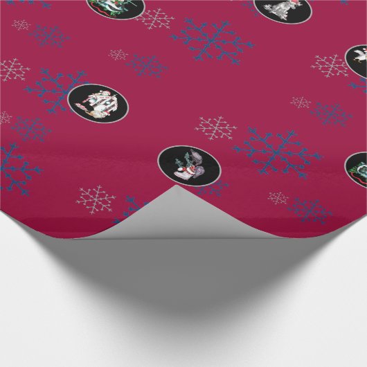 お洒落クリスマス野生動物コラージュ ラッピングペーパー (角)