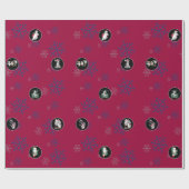 お洒落クリスマス野生動物コラージュ ラッピングペーパー (フラット)