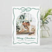 お洒落クリスマス4写真手描きリボン シーズンカード (スタンド正面)