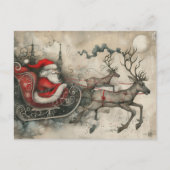 お洒落クリスマス・サンタクロースとトナカイ シーズンポストカード (正面)