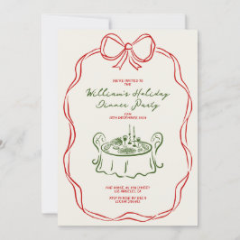 お洒落クリスマス・ディナー・パーティーグリーンとレッド シーズンカード