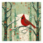 お洒落クリスマス（鳥）ショウジョウコウカンチョウレッドバード フォトプリント            (正面)