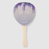 お洒落グラデーションパープルフローラ結婚式 プログラム ハンドファン (正面)