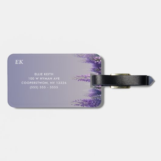 お洒落グラデーション紫フローラモノグラカスタムム ラゲッジタグ (裏面横)