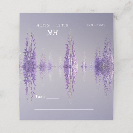 お洒落グラデーション紫フローラモノグラ結婚ム プレイスカード (外部開封)