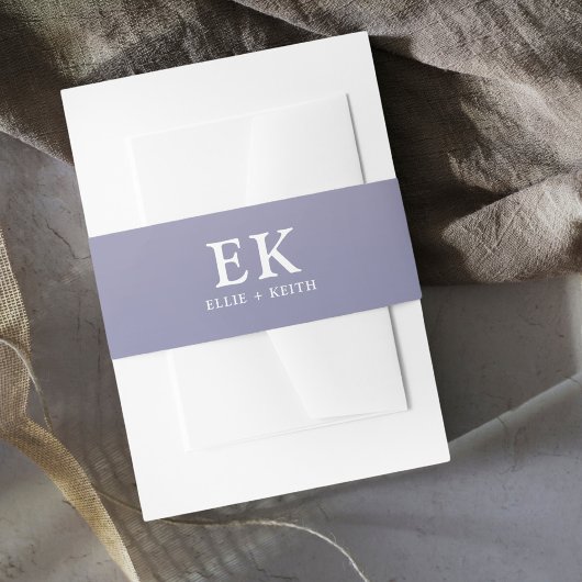 お洒落グラデーション紫フローラモノグラ結婚ム 招待状ベリーバンド