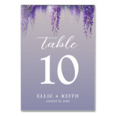お洒落グラデーション紫フローラ結婚の テーブルナンバー (正面)