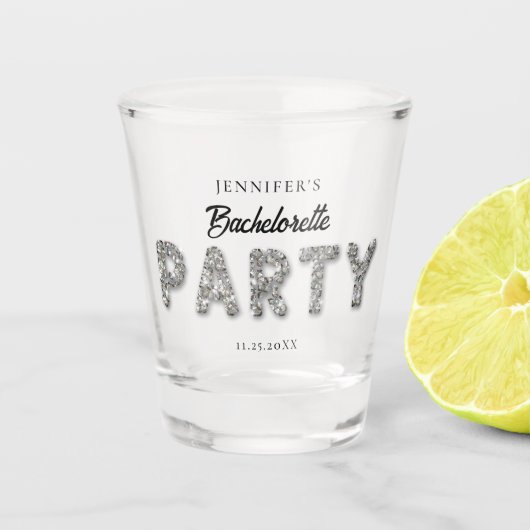 お洒落グリッタースパークルおもしろいバチェロレッテ ショットグラス (正面)