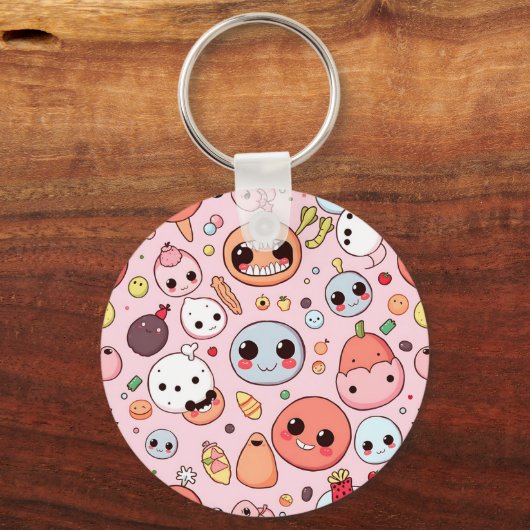 お洒落グルメモンスターズ顔 キーホルダー (正面)
