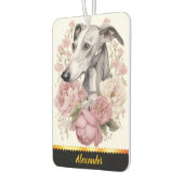 お洒落グレイハウンドポートレートに囲まれた花 カーエアーフレッシュナー (左)