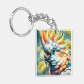 お洒落コカトゥーバードイエローポピーフローラ キーホルダー (正面左)