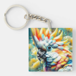 お洒落コカトゥーバードイエローポピーフローラ キーホルダー