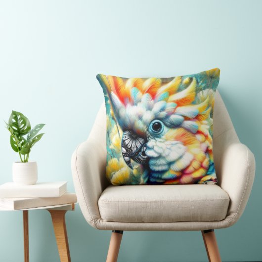 お洒落コカトゥーバードイエローポピーフローラ クッション (椅子)