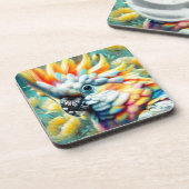 お洒落コカトゥーバードイエローポピーフローラ コースター (左側)