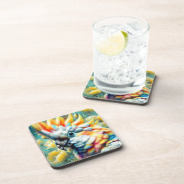 お洒落コカトゥーバードイエローポピーフローラ コースター