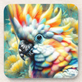 お洒落コカトゥーバードイエローポピーフローラ コースター (正面)