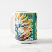 お洒落コカトゥーバードイエローポピーフローラ コーヒーマグカップ (正面左)