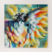 お洒落コカトゥーバードイエローポピーフローラ ジグソーパズル (横)