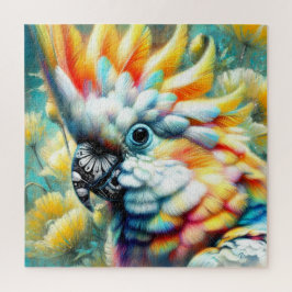 お洒落コカトゥーバードイエローポピーフローラ ジグソーパズル