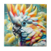 お洒落コカトゥーバードイエローポピーフローラ タイル (正面)