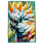 お洒落コカトゥーバードイエローポピーフローラ ミディアムペーパーバッグ (正面)