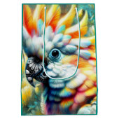 お洒落コカトゥーバードイエローポピーフローラ ミディアムペーパーバッグ (裏面)