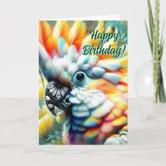 お洒落コカトゥーバードイエローポピー誕生日 カード (正面)
