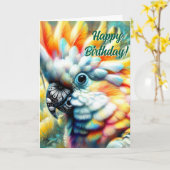 お洒落コカトゥーバードイエローポピー誕生日 カード (黄色い花)