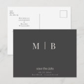 お洒落コンテンポラリーモノグラム結婚グレイ ポストカード (正面/裏面)