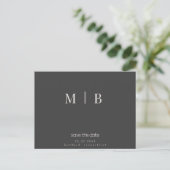 お洒落コンテンポラリーモノグラム結婚グレイ ポストカード (スタンド正面)