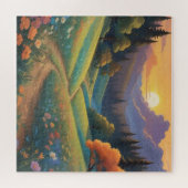 お洒落サンセットヒルズカラフル風景 ジグソーパズル (横)