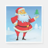 お洒落サンタクロースとミニクリスマスツリー スタンダードランチョンナプキン (正面)