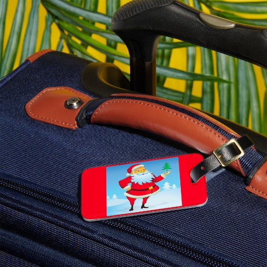 お洒落サンタクロースとミニクリスマスツリー ラゲッジタグ