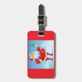 お洒落サンタクロースとミニクリスマスツリー ラゲッジタグ (正面縦)