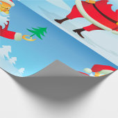 お洒落サンタクロースとミニクリスマスツリー ラッピングペーパー
