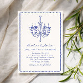 お洒落シャンデリア青い手で描いた結婚もの 招待状