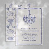 お洒落シャンデリア青い手で描いた結婚もの 招待状