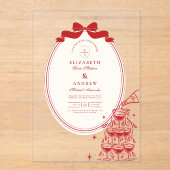 お洒落シャンパンタワードードル結婚ズ アクリル招待状 (正面)