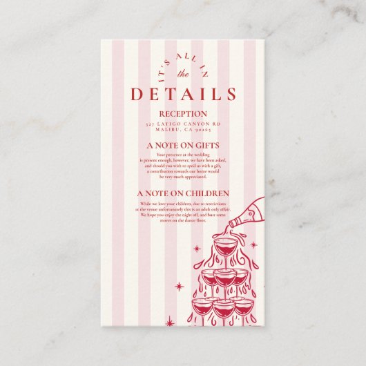 お洒落シャンパンタワードードル結婚ズ エンクロージャーカード (正面)