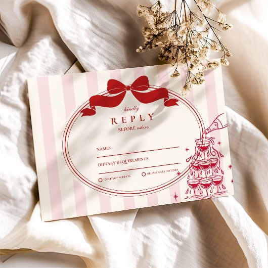 お洒落シャンパンタワードードル結婚ズ 出欠カード