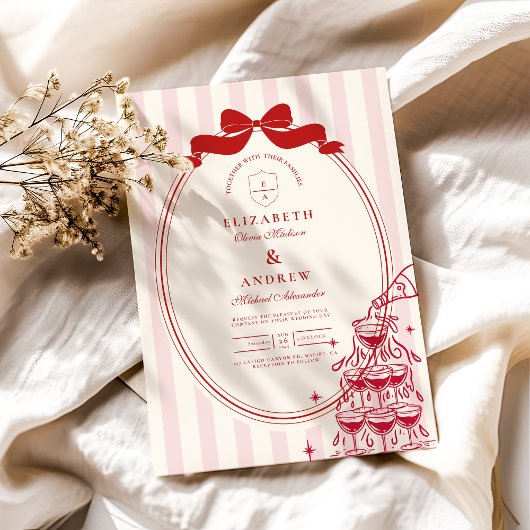 お洒落シャンパンタワードードル結婚ズ 招待状