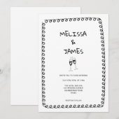 お洒落シャンパンドードルハンドドロー結婚ズ 招待状 (正面/裏面)