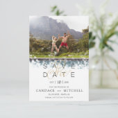 お洒落シンプルエレガント写真おもしろいカップル セーブザデート (スタンド正面)