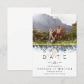 お洒落シンプルエレガント写真おもしろいカップル セーブザデート (正面/裏面)